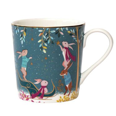 Sara Miller Woodland Tales Mug, Rabbit Sleigh